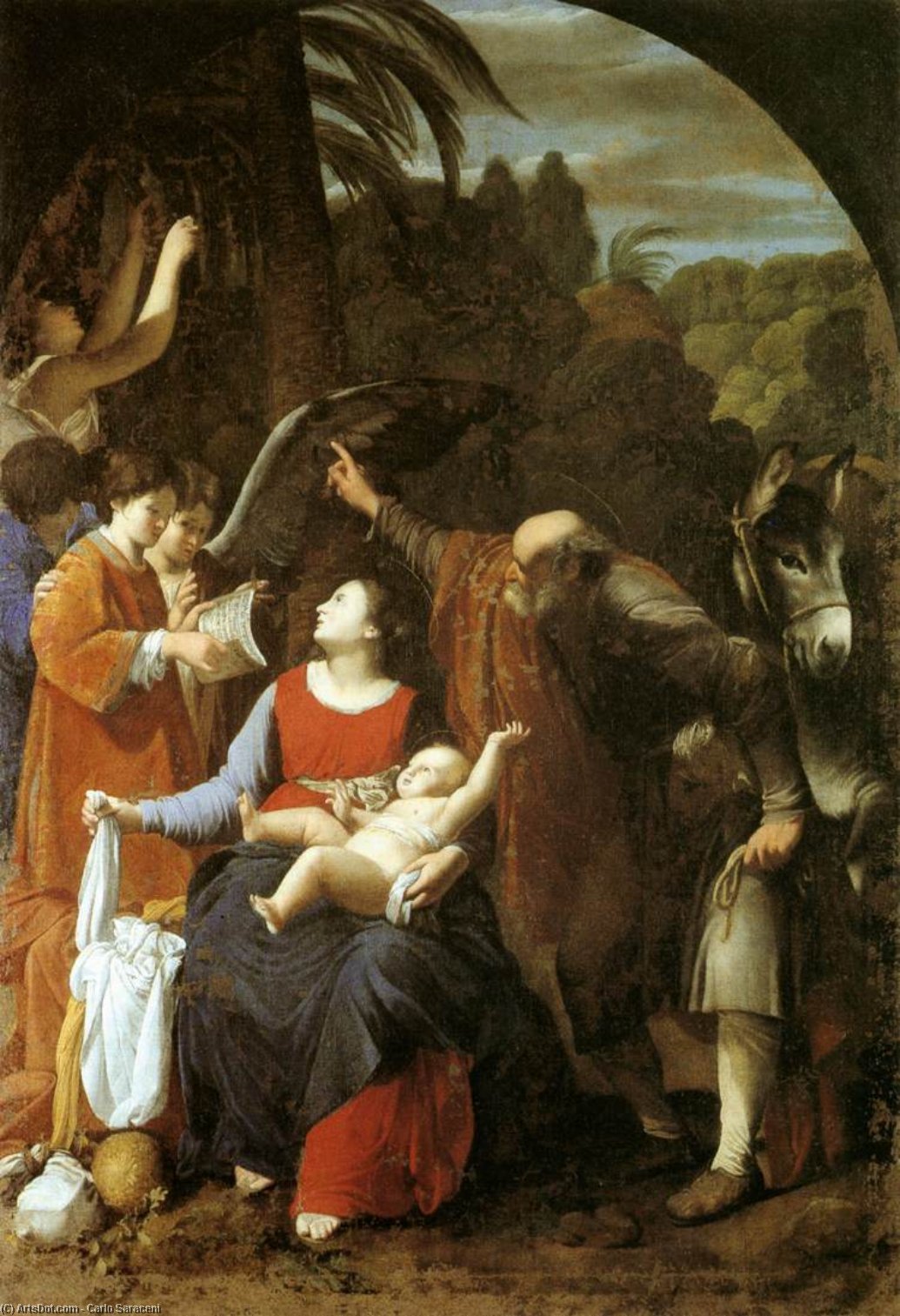 Wikioo.org - The Encyclopedia of Fine Arts - Painting, Artwork by Carlo Saraceni - The Rest on the Flight into Egypt