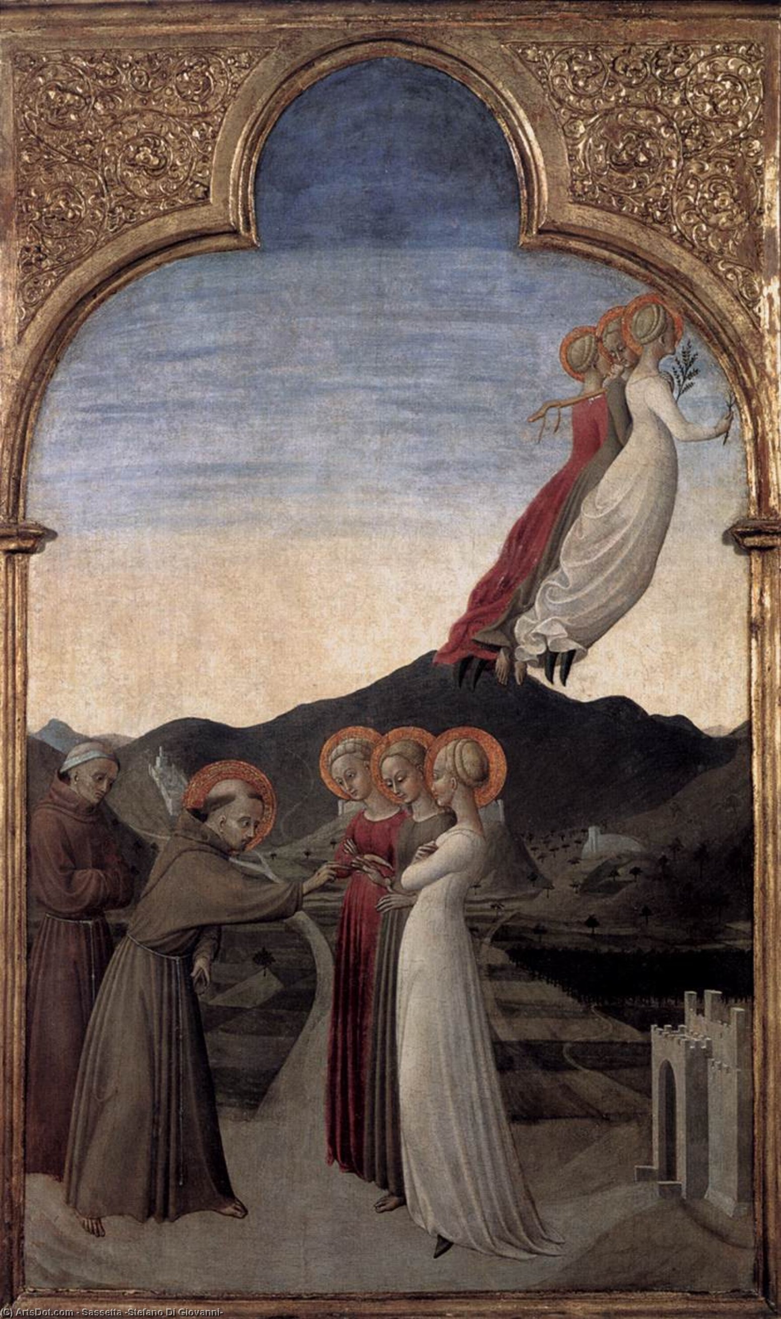 Wikioo.org - The Encyclopedia of Fine Arts - Painting, Artwork by Sassetta (Stefano Di Giovanni) - Marriage of St Francis to Lady Poverty