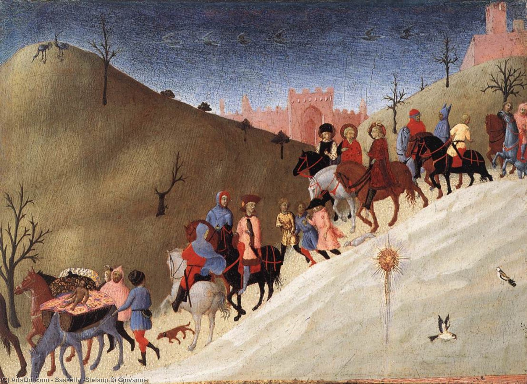 Wikioo.org - The Encyclopedia of Fine Arts - Painting, Artwork by Sassetta (Stefano Di Giovanni) - The Journey of the Magi