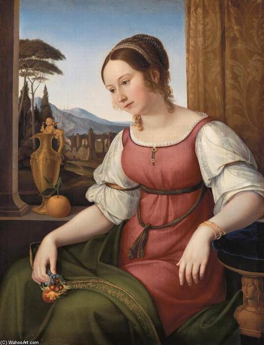 Wikioo.org - The Encyclopedia of Fine Arts - Painting, Artwork by Friedrich Wilhelm Schadow - Portrait of a Young Roman Woman (Angelina Magtti)