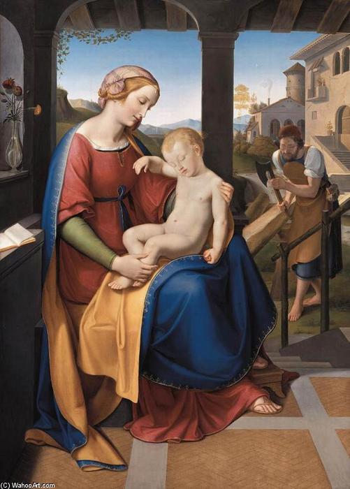 Wikioo.org - The Encyclopedia of Fine Arts - Painting, Artwork by Friedrich Wilhelm Schadow - The Holy Family beneath the Portico