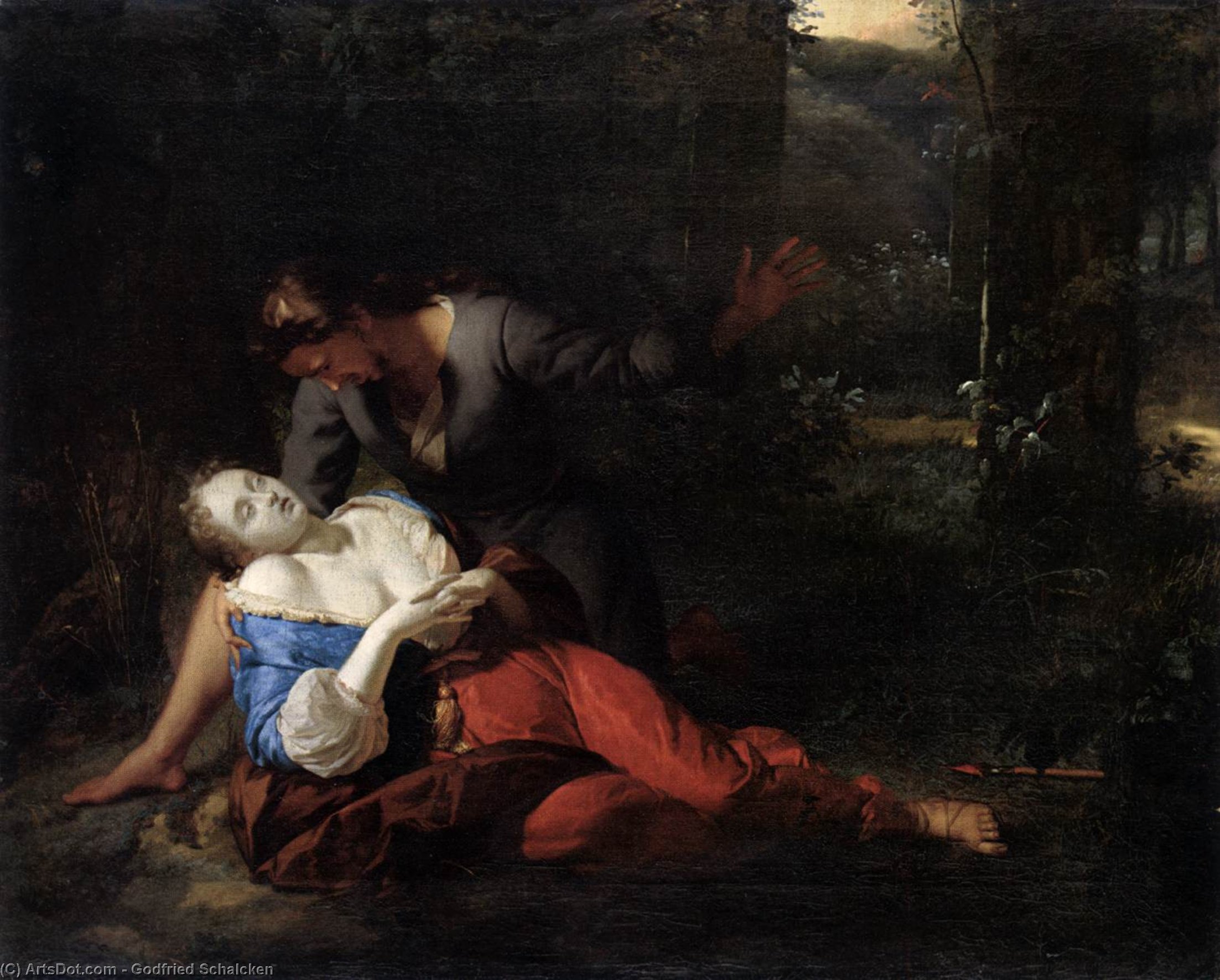 Wikioo.org - The Encyclopedia of Fine Arts - Painting, Artwork by Godfried Schalcken - Cephalus and Procris