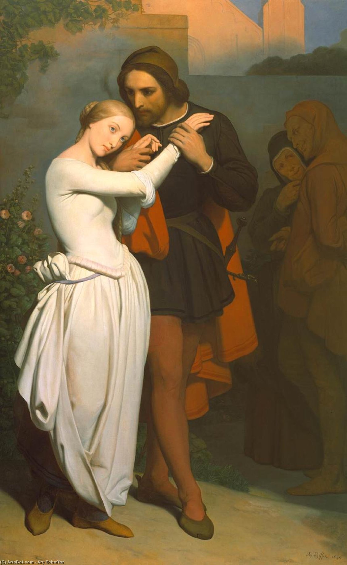 Wikioo.org - The Encyclopedia of Fine Arts - Painting, Artwork by Ary Scheffer - Faust and Marguerite in the Garden