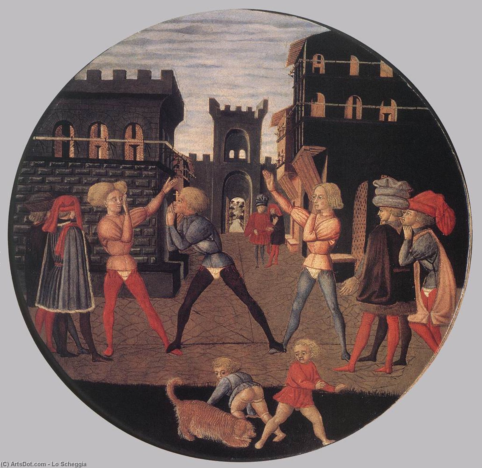 Wikioo.org - The Encyclopedia of Fine Arts - Painting, Artwork by Lo Scheggia - Game of Civettino (a Birth Salver)
