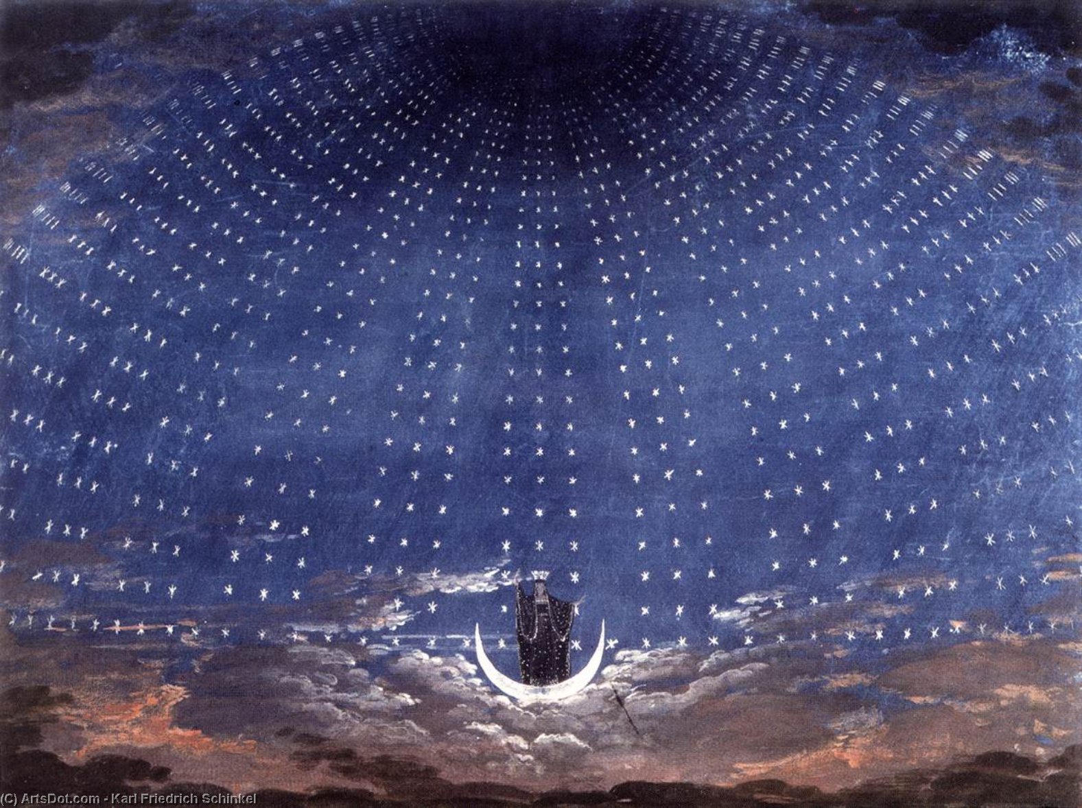 Wikioo.org - The Encyclopedia of Fine Arts - Painting, Artwork by Karl Friedrich Schinkel - Stage set for Mozart's Magic Flute