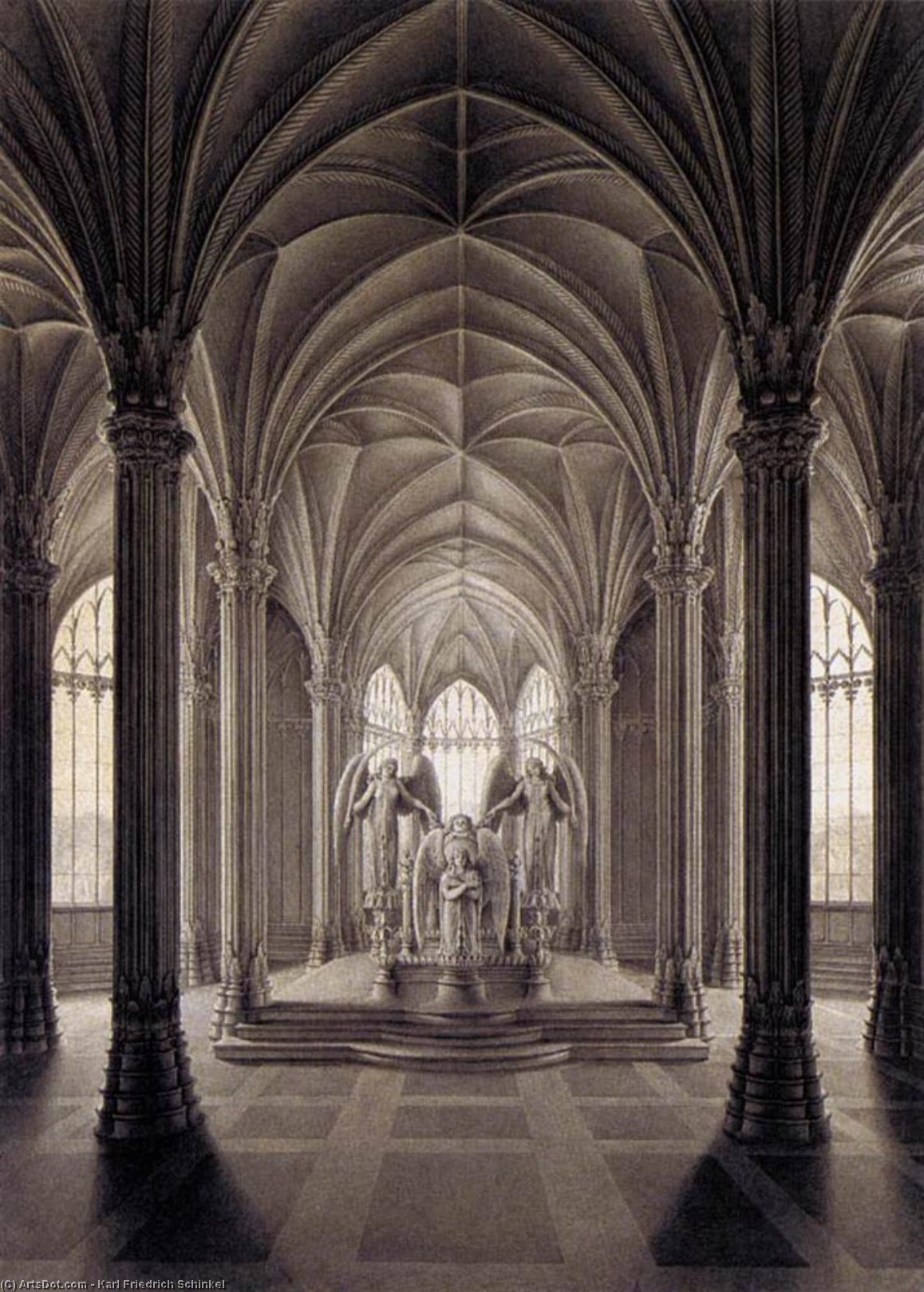 Wikioo.org - The Encyclopedia of Fine Arts - Painting, Artwork by Karl Friedrich Schinkel - Study for a Monument to Queen Louise