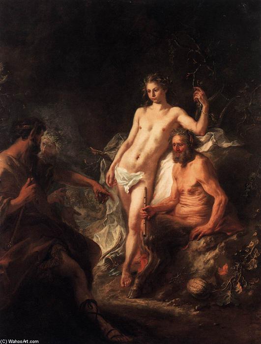 Wikioo.org - The Encyclopedia of Fine Arts - Painting, Artwork by Martin Johann Schmidt - The Judgment of King Midas between Apollo and Marsyas