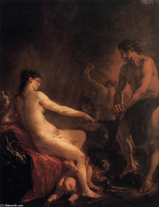 Wikioo.org – La Enciclopedia de las Bellas Artes - Pintura, Obras de arte de Martin Johann Schmidt - Venus y Cupido en la fragua de Vulcano