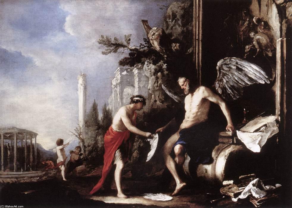 Wikioo.org - The Encyclopedia of Fine Arts - Painting, Artwork by Johann Heinrich Schönfeld - Allegory of Time (Chronos and Eros)