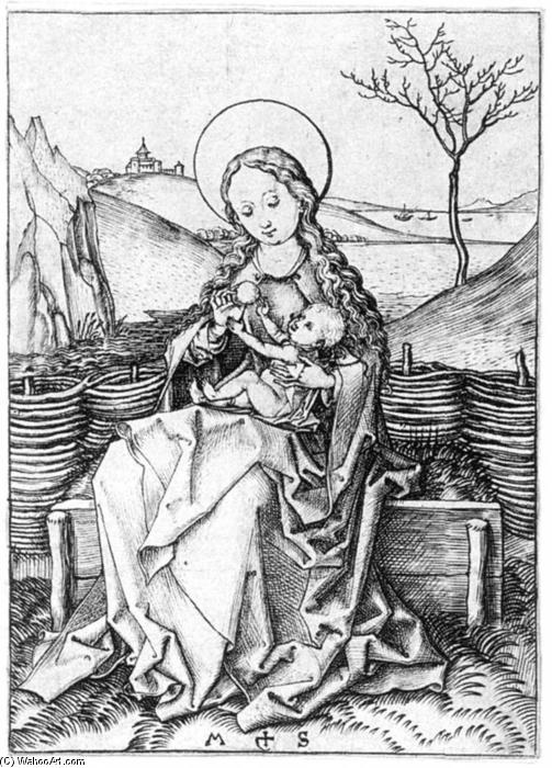 WikiOO.org - Güzel Sanatlar Ansiklopedisi - Resim, Resimler Martin Schongauer - Madonna on the Turf Bench
