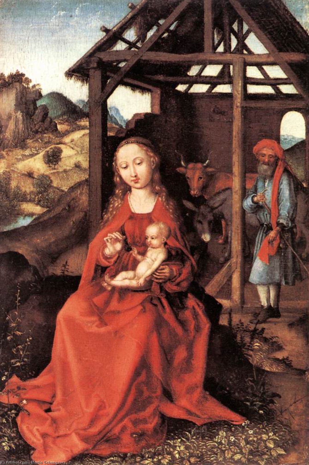 WikiOO.org - Enciclopédia das Belas Artes - Pintura, Arte por Martin Schongauer - The Holy Family