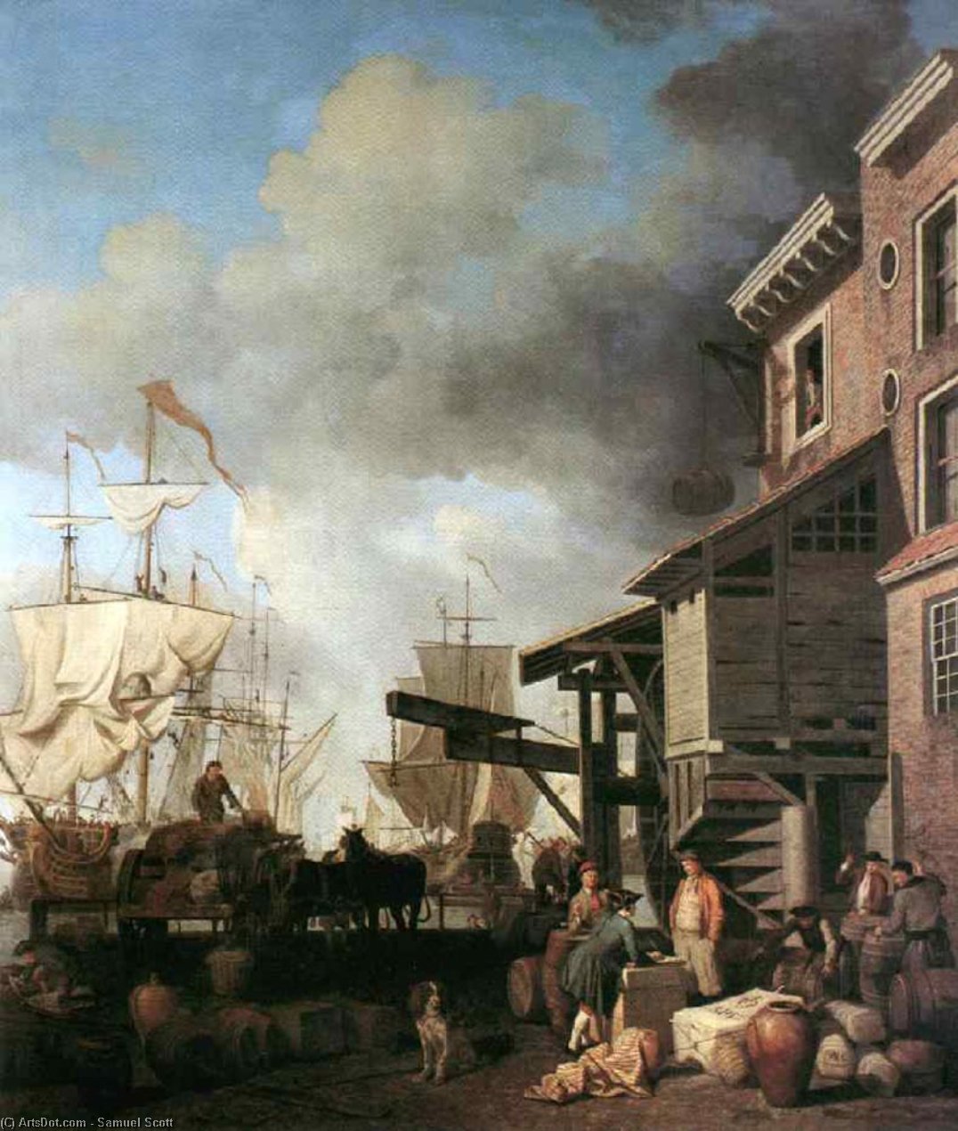 Wikioo.org - The Encyclopedia of Fine Arts - Painting, Artwork by Samuel Scott - A Thames Wharf