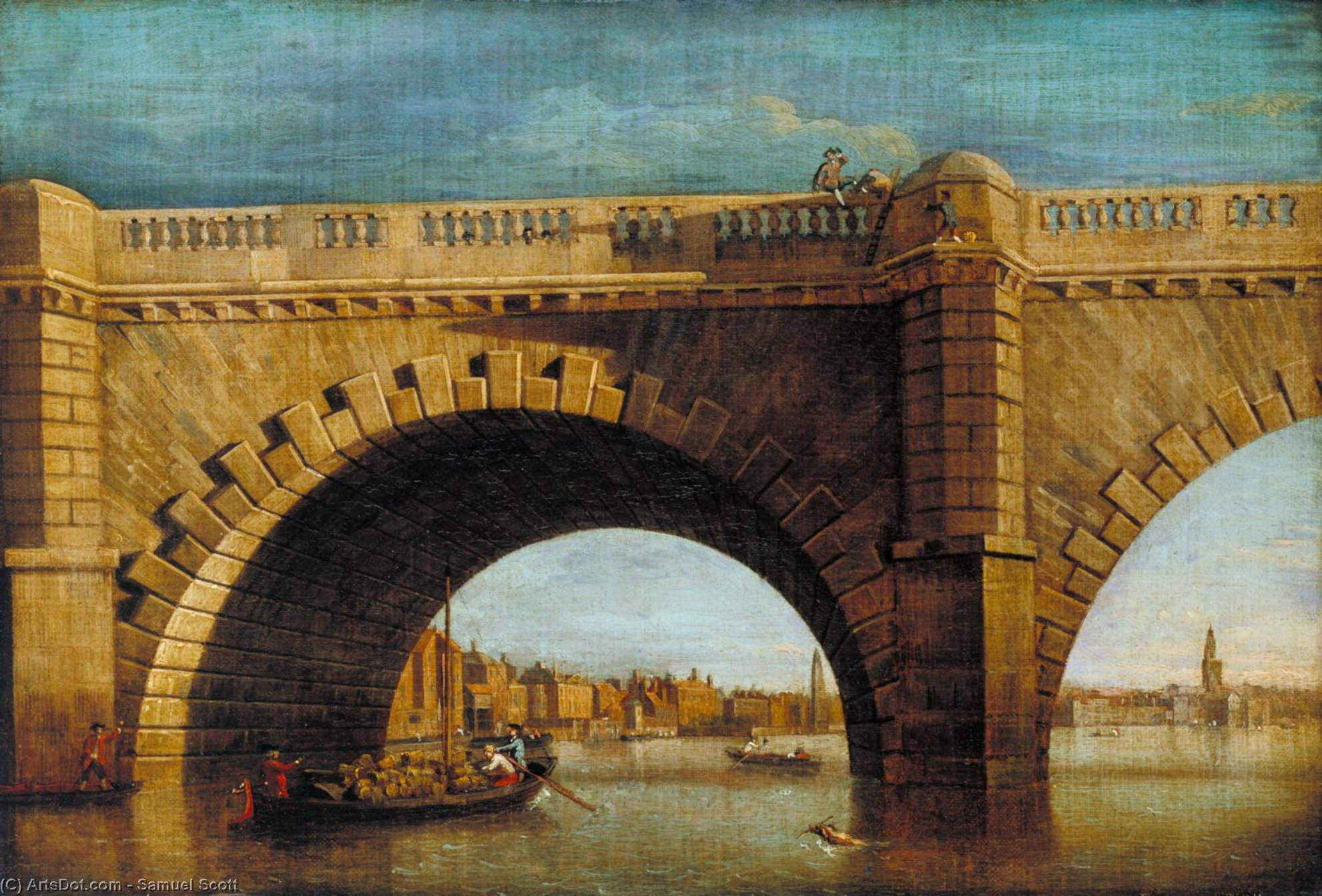 WikiOO.org - 백과 사전 - 회화, 삽화 Samuel Scott - Part of Old Westminster Bridge