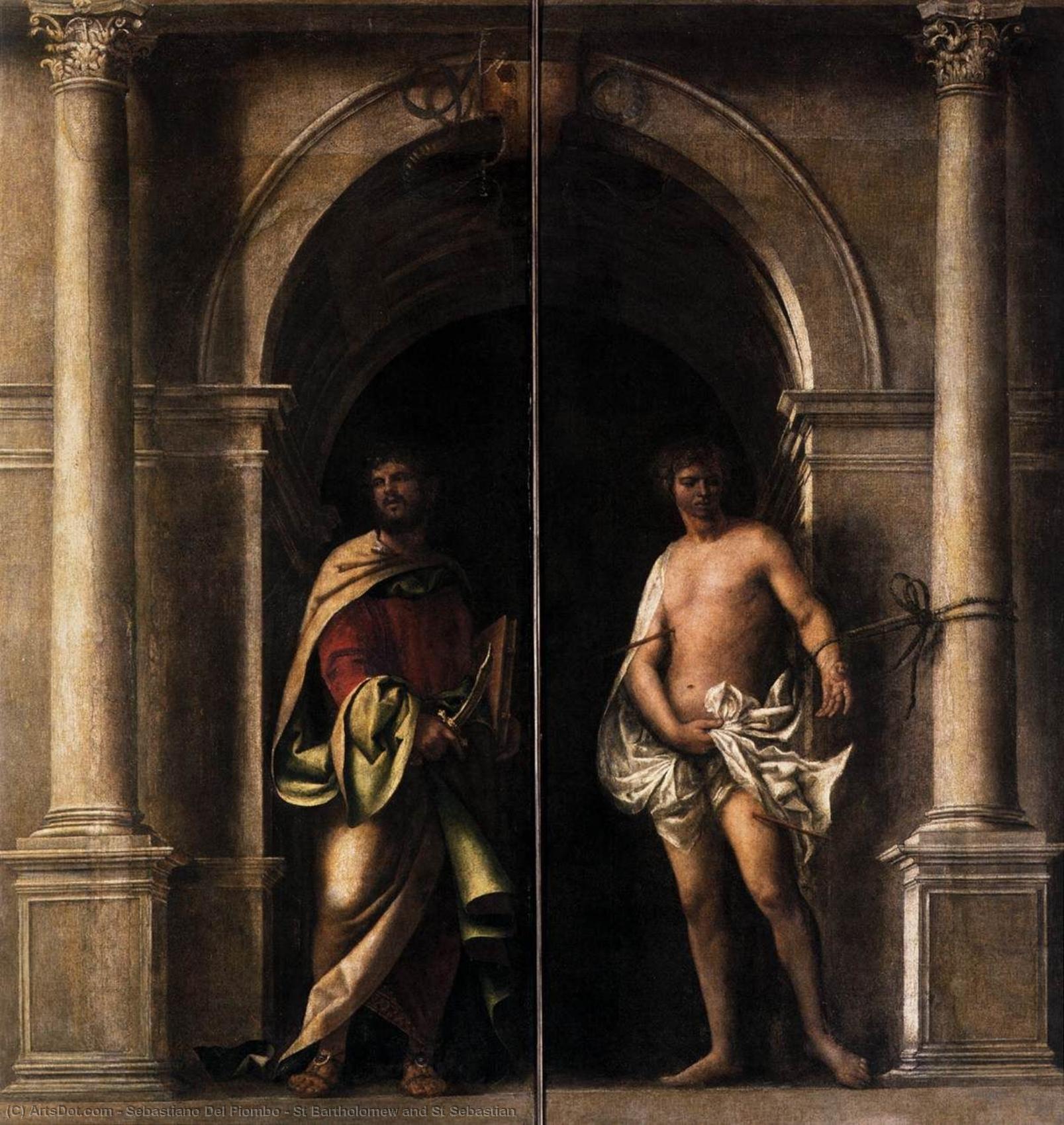 WikiOO.org – 美術百科全書 - 繪畫，作品 Sebastiano Del Piombo - 圣巴塞洛缪 和  圣  塞巴斯蒂安