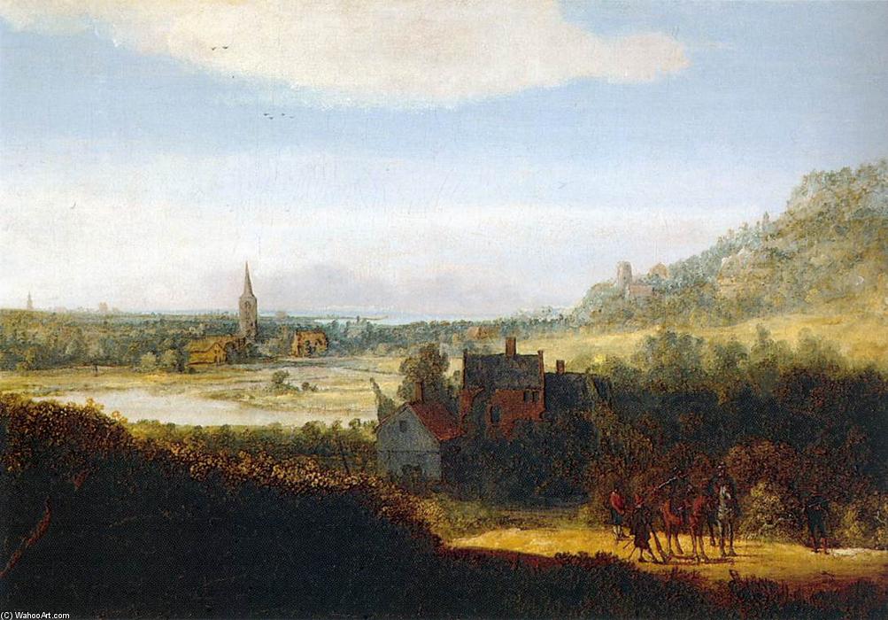 Wikioo.org - The Encyclopedia of Fine Arts - Painting, Artwork by Hercules Seghers - Landscape with Armed Men