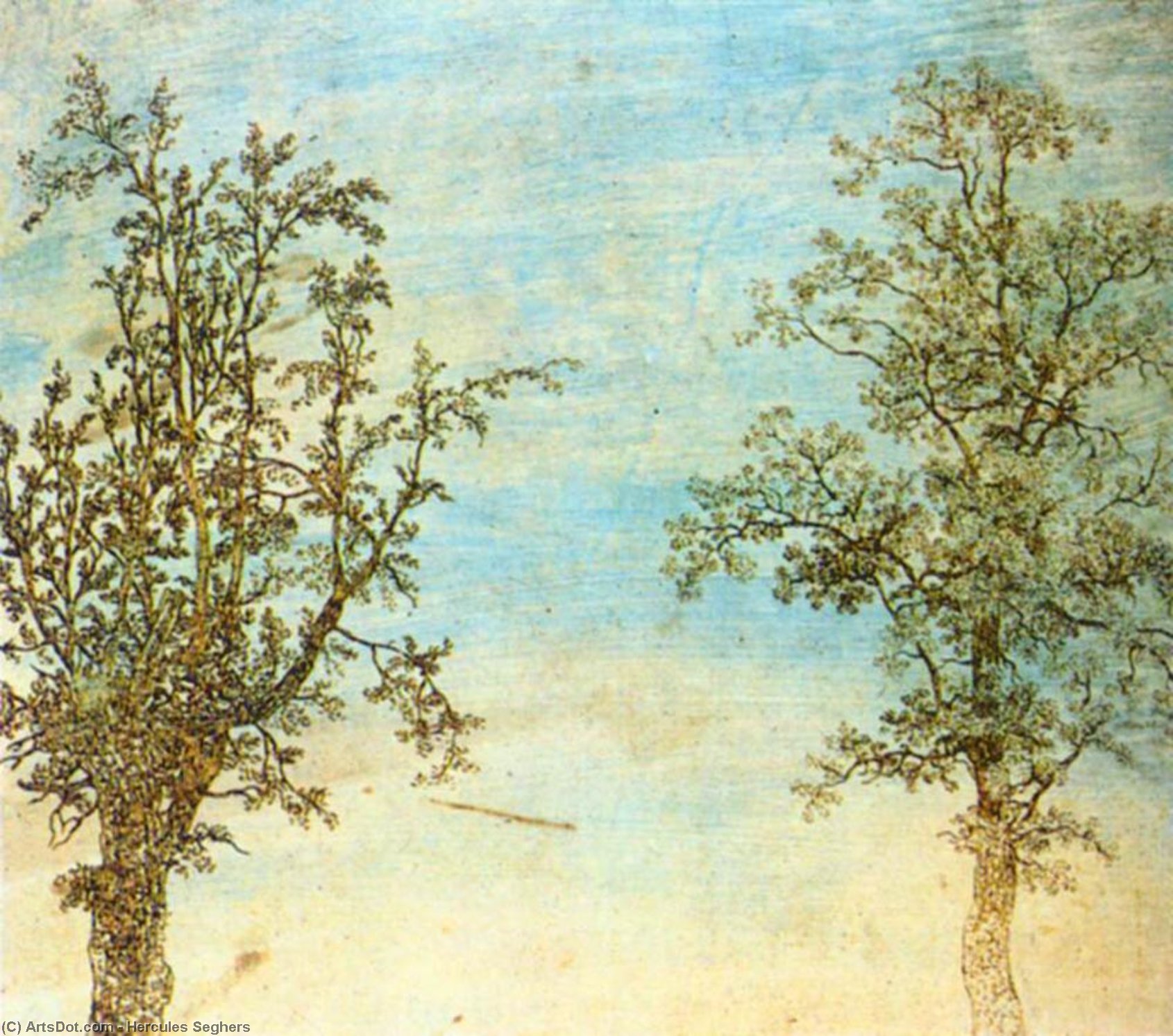 Wikioo.org - The Encyclopedia of Fine Arts - Painting, Artwork by Hercules Seghers - Two Trees