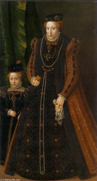 WikiOO.org - Encyclopedia of Fine Arts - Lukisan, Artwork Jacob Seisenegger - Archduchess Maria with Her Elder Daughter Maria Eleonore