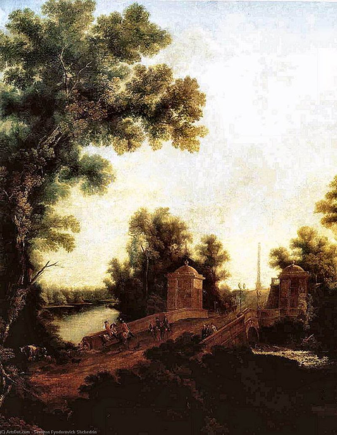 Wikioo.org - The Encyclopedia of Fine Arts - Painting, Artwork by Semyon Fyodorovich Shchedrin - Stone Bridge in Gatchina near Constable Square
