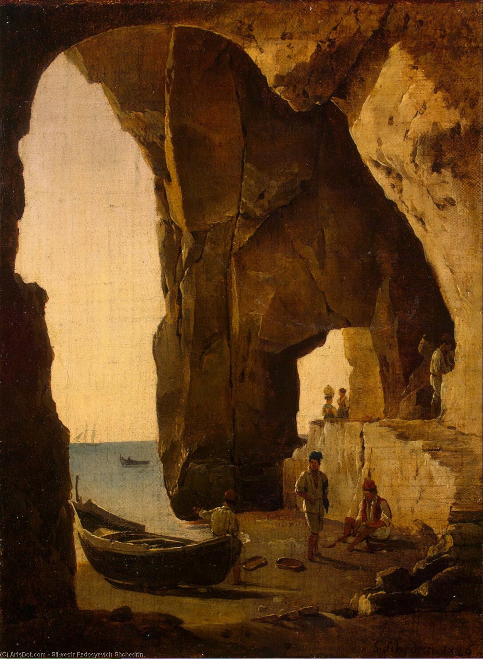Wikioo.org - The Encyclopedia of Fine Arts - Painting, Artwork by Sil'vestr Fedosyevich Shchedrin - Cave in Sorrento