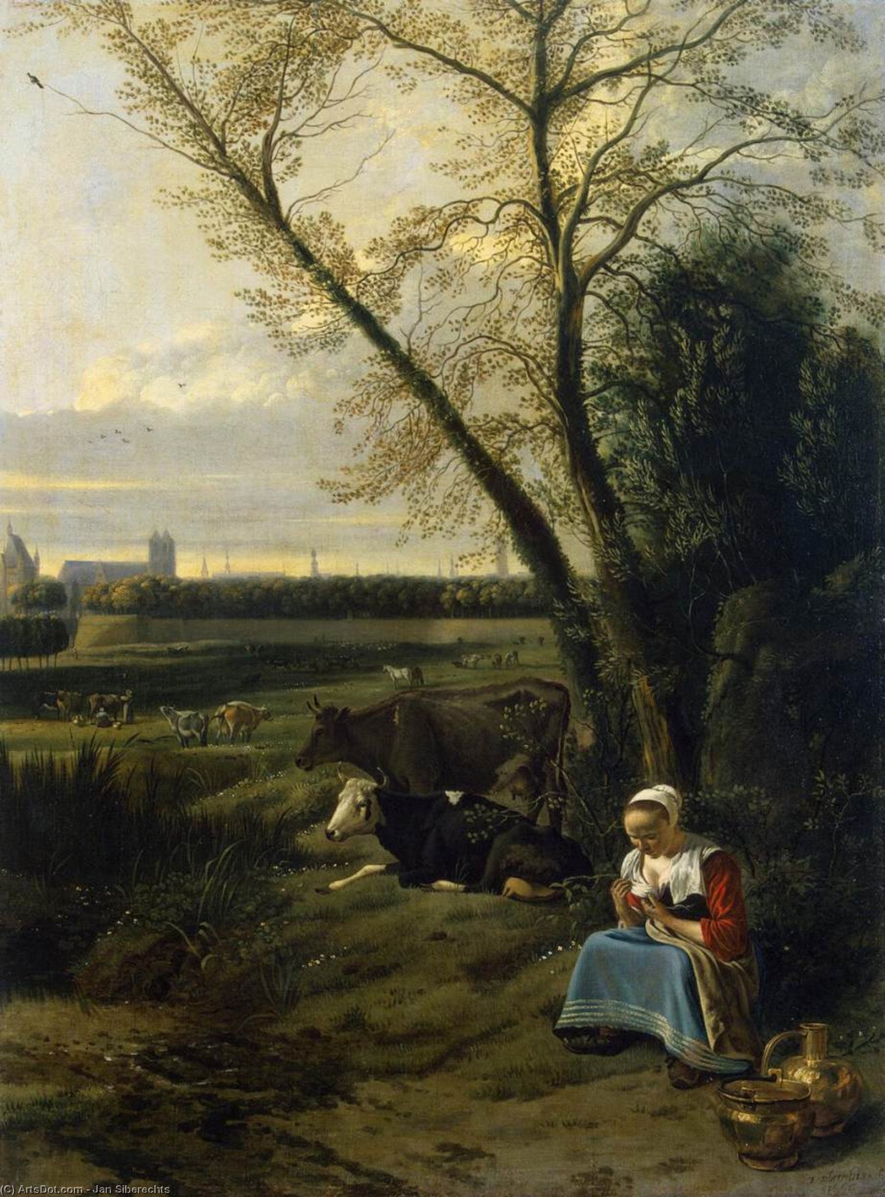Wikioo.org - The Encyclopedia of Fine Arts - Painting, Artwork by Jan Siberechts - Shepherdess