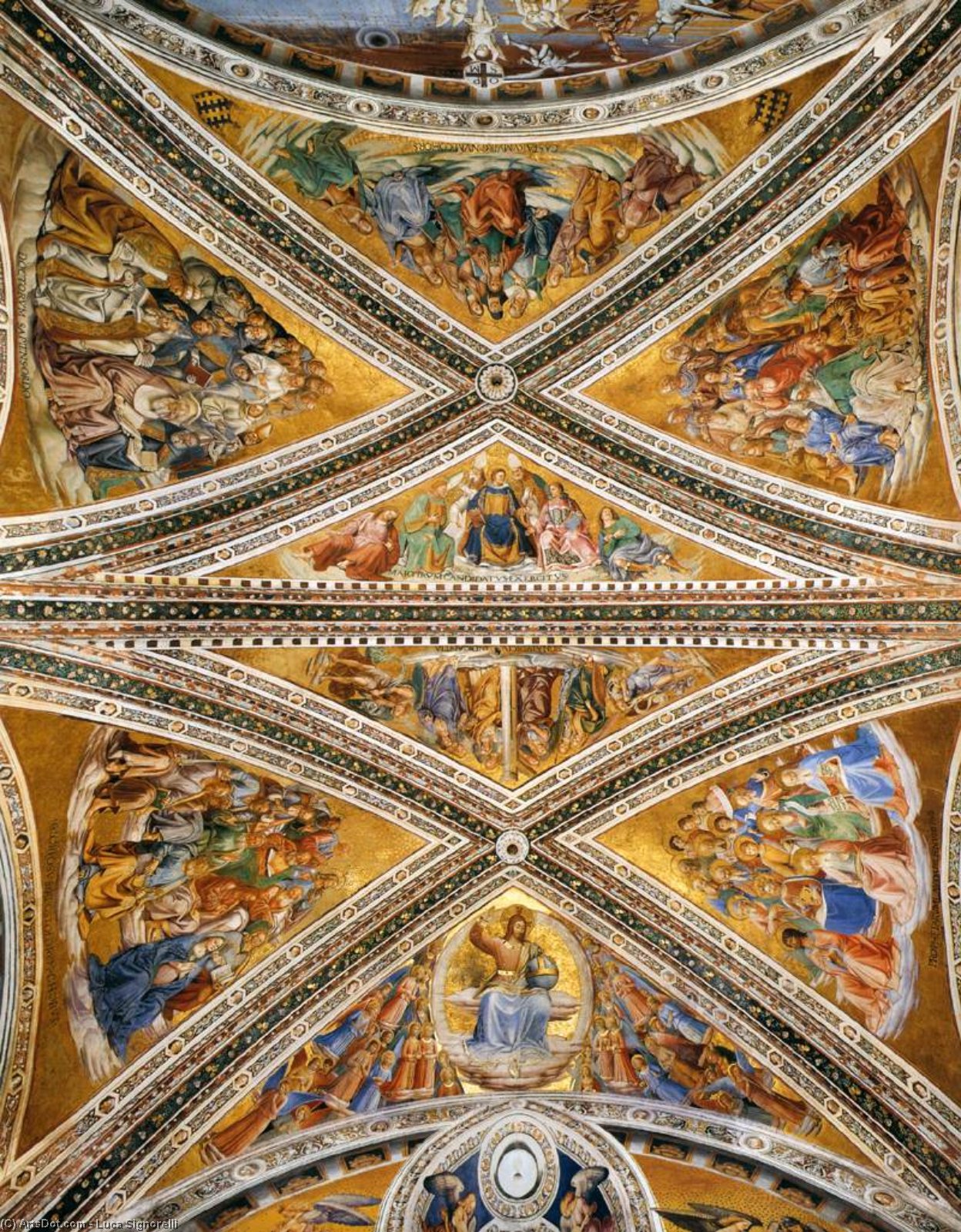 Wikioo.org – L'Encyclopédie des Beaux Arts - Peinture, Oeuvre de Luca Signorelli - fresques du plafond dans le Chapelle de san brizio