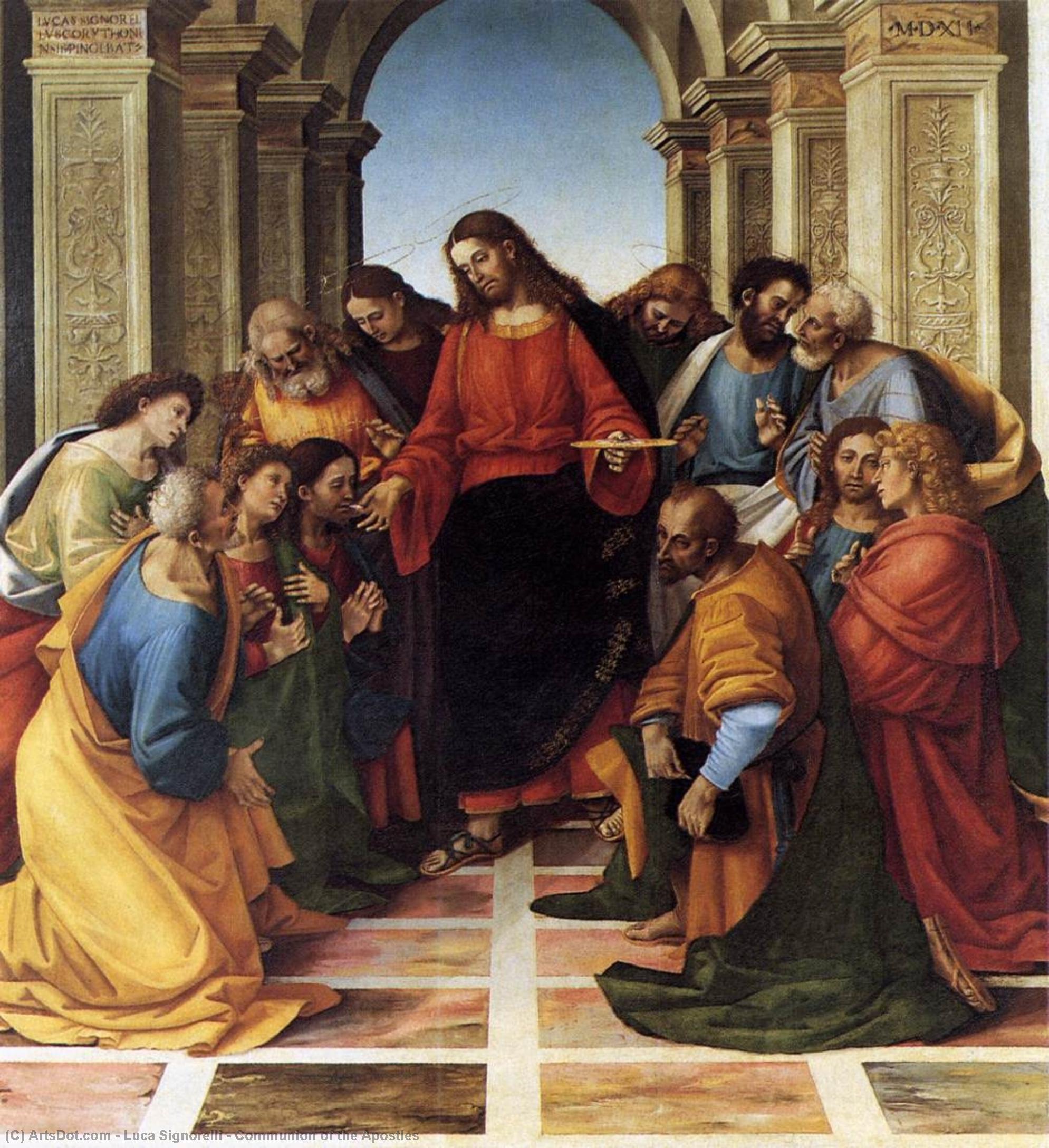 Wikoo.org - موسوعة الفنون الجميلة - اللوحة، العمل الفني Luca Signorelli - Communion of the Apostles