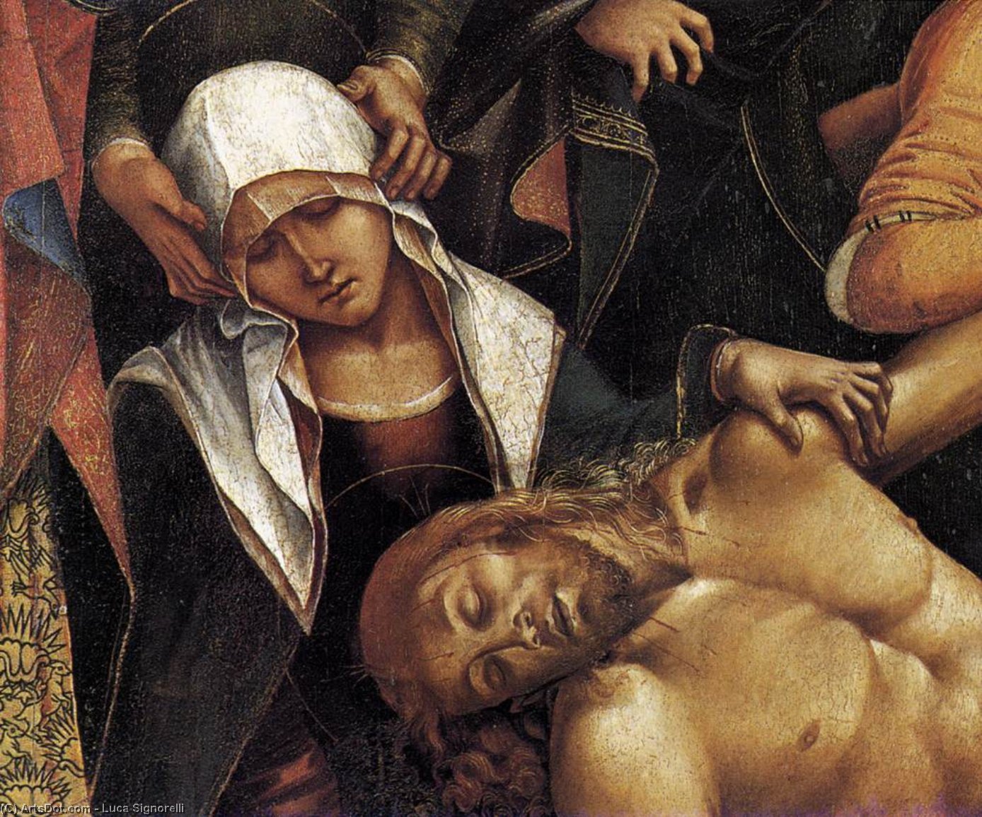 Wikioo.org – L'Encyclopédie des Beaux Arts - Peinture, Oeuvre de Luca Signorelli - lamentation au cours de la christ mort détail