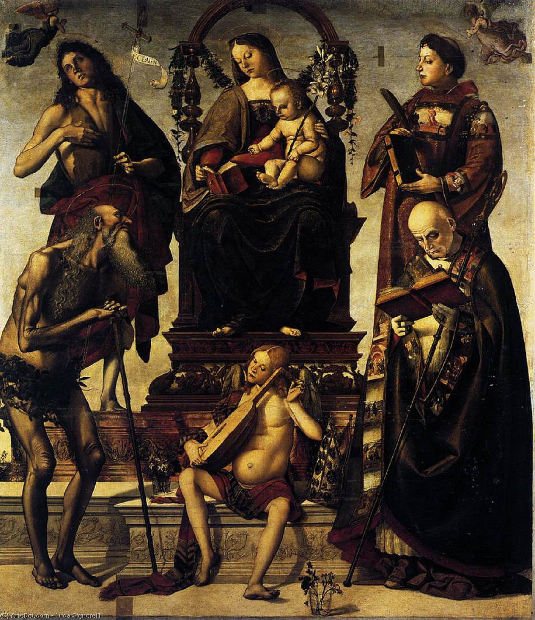 WikiOO.org - Encyclopedia of Fine Arts - Lukisan, Artwork Luca Signorelli - Madonna and Child with Saints