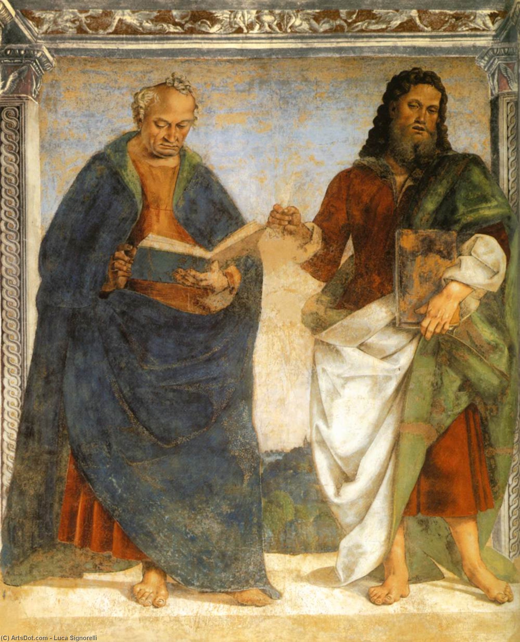 Wikioo.org - The Encyclopedia of Fine Arts - Painting, Artwork by Luca Signorelli - Pair of Apostles in Dispute