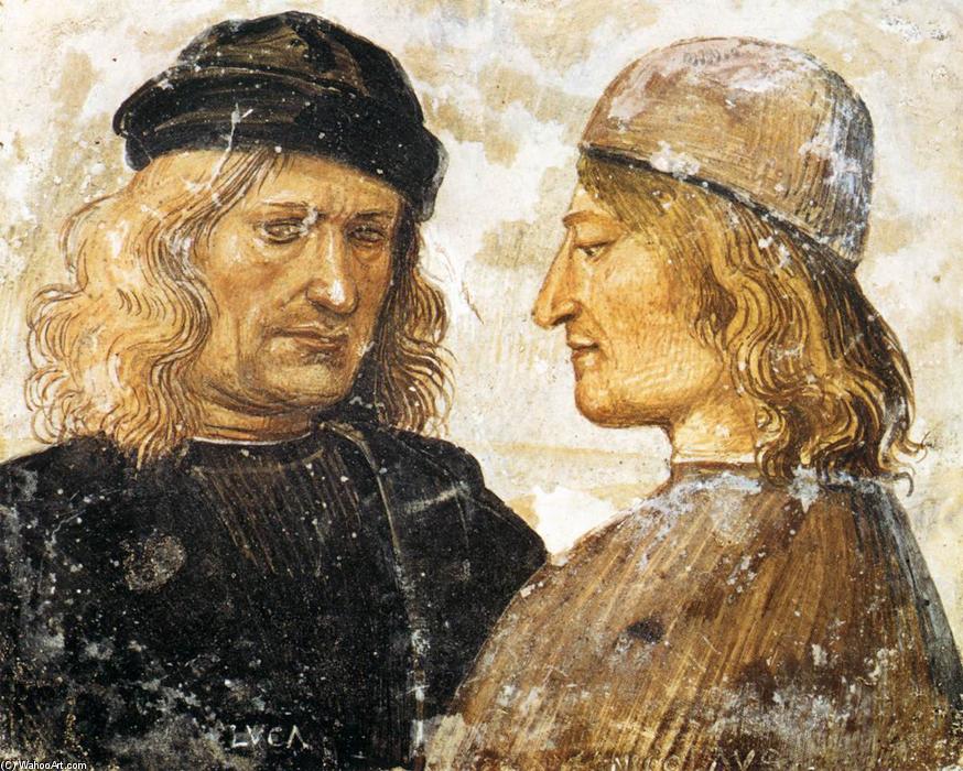 Wikioo.org - The Encyclopedia of Fine Arts - Painting, Artwork by Luca Signorelli - Self-Portrait with Niccolò d'Angeli Franceschi