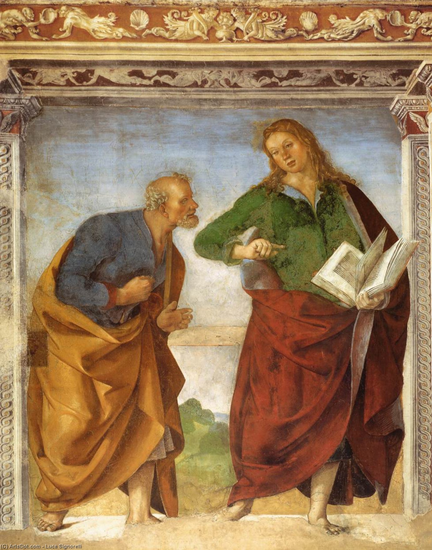 WikiOO.org – 美術百科全書 - 繪畫，作品 Luca Signorelli - 在使徒 彼得  和  约翰  的  传播者