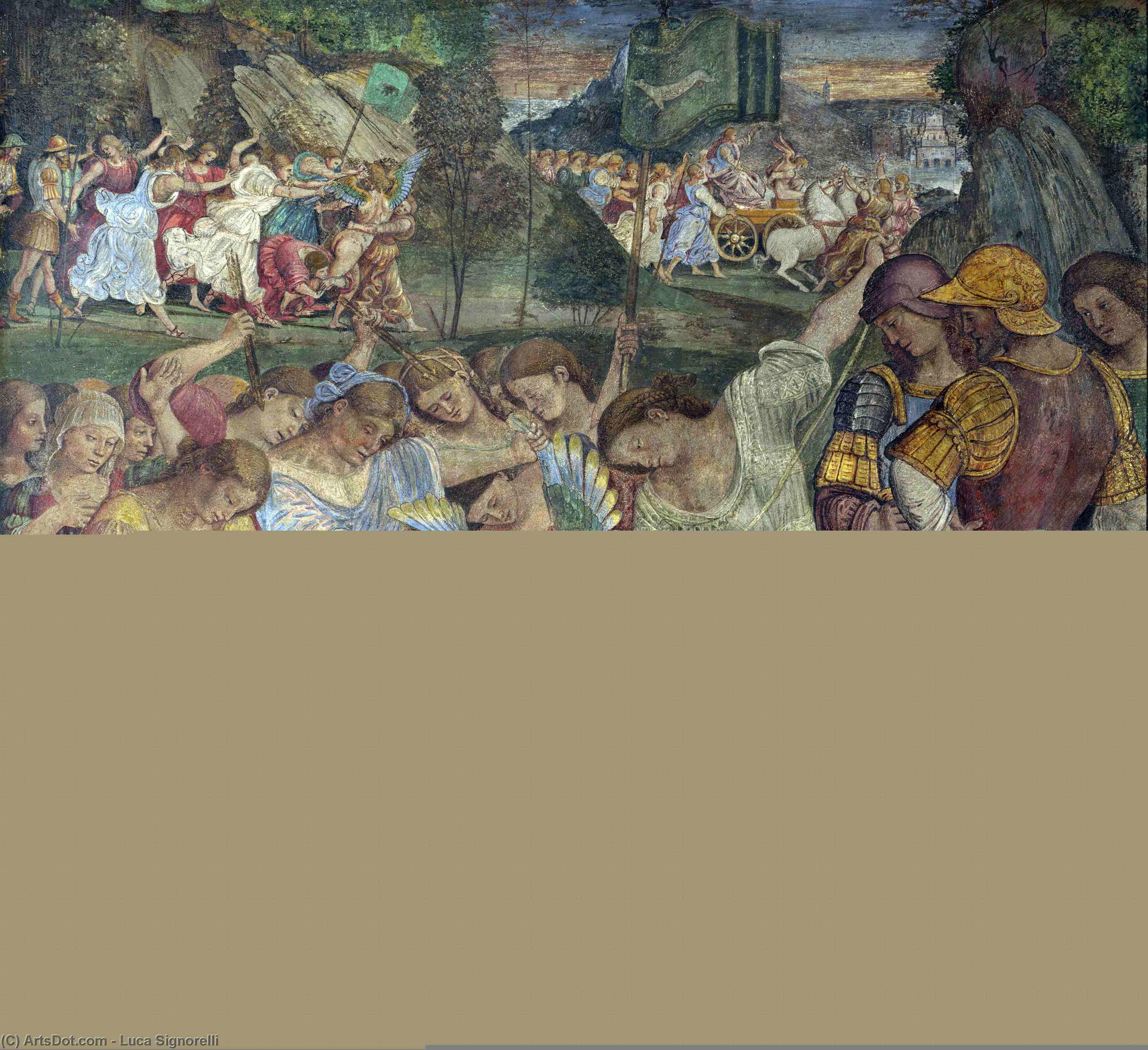 Wikioo.org – La Enciclopedia de las Bellas Artes - Pintura, Obras de arte de Luca Signorelli - virgen y el niño enestado Pts Jerome asícomo Bernardo de claraval