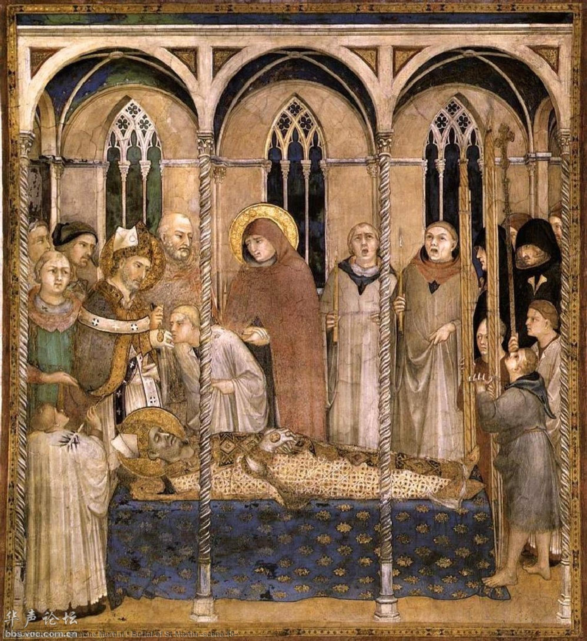 Wikioo.org - The Encyclopedia of Fine Arts - Painting, Artwork by Simone Martini - Burial of St Martin (scene 10)