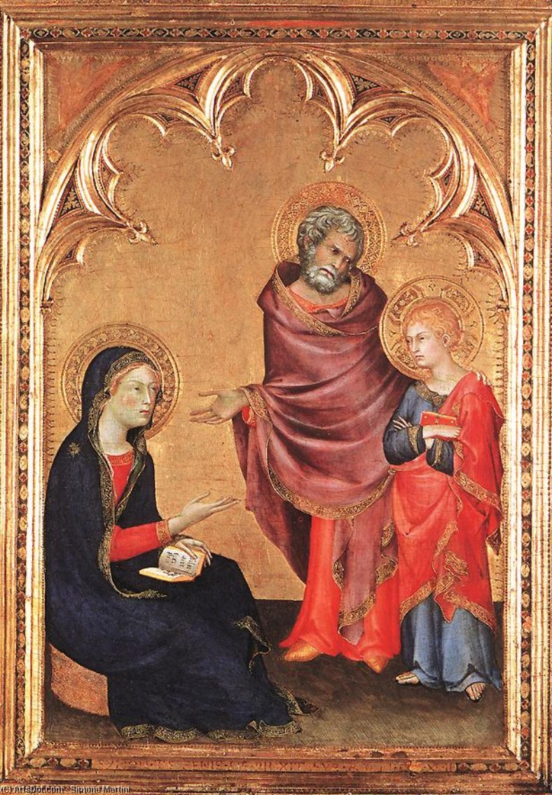 Wikioo.org – L'Enciclopedia delle Belle Arti - Pittura, Opere di Simone Martini - cristo ritorno  per  sua  genitori