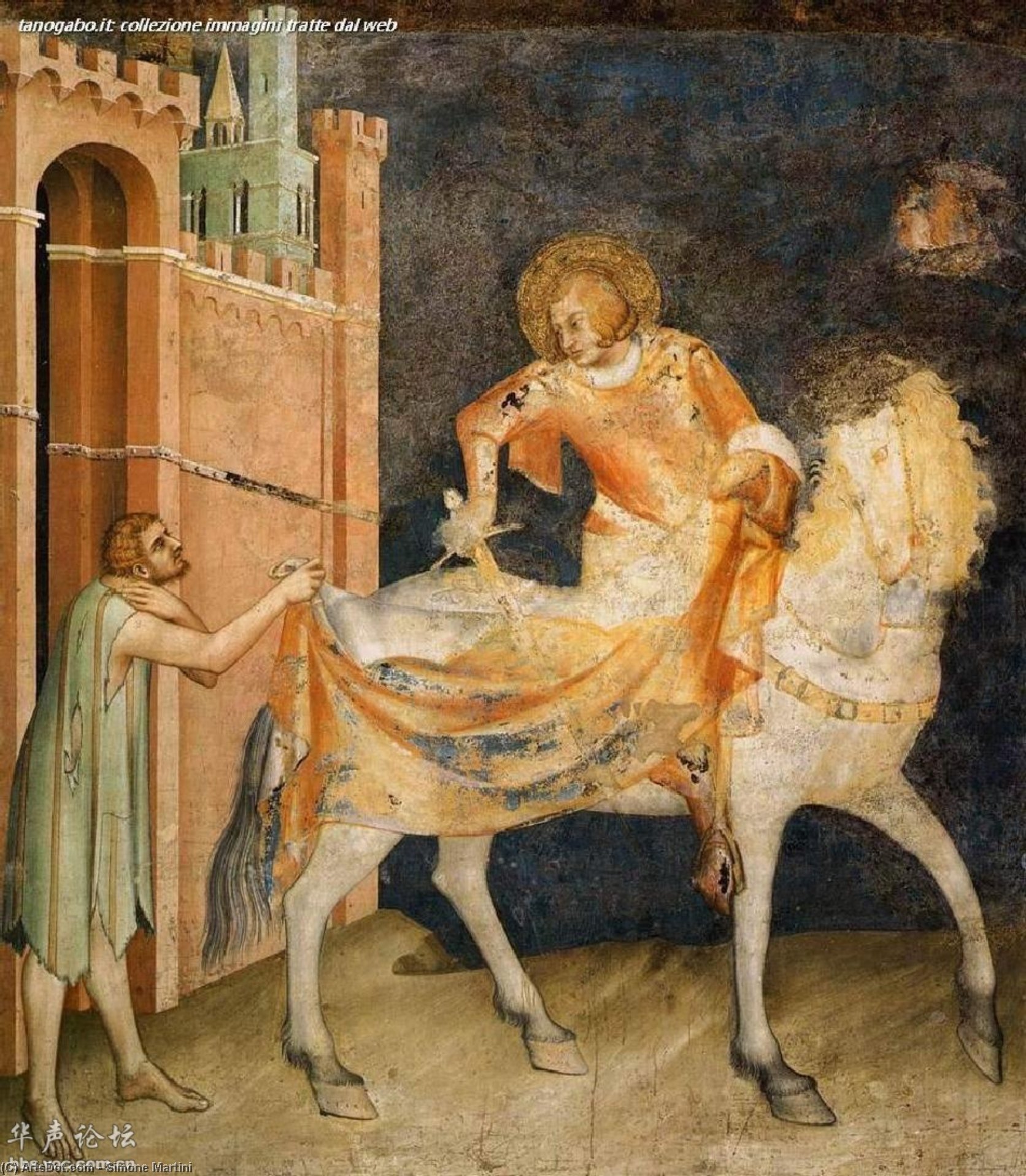 WikiOO.org - Enciklopedija likovnih umjetnosti - Slikarstvo, umjetnička djela Simone Martini - Division of the Cloak (scene 1)