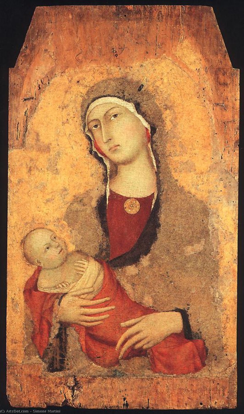 Wikioo.org - The Encyclopedia of Fine Arts - Painting, Artwork by Simone Martini - Madonna and Child (from Lucignano d'Arbia)