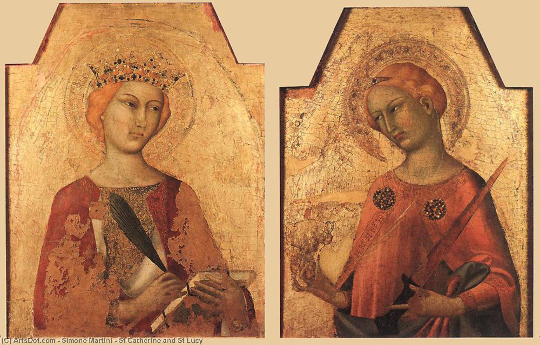 Wikioo.org - The Encyclopedia of Fine Arts - Painting, Artwork by Simone Martini - St Catherine and St Lucy