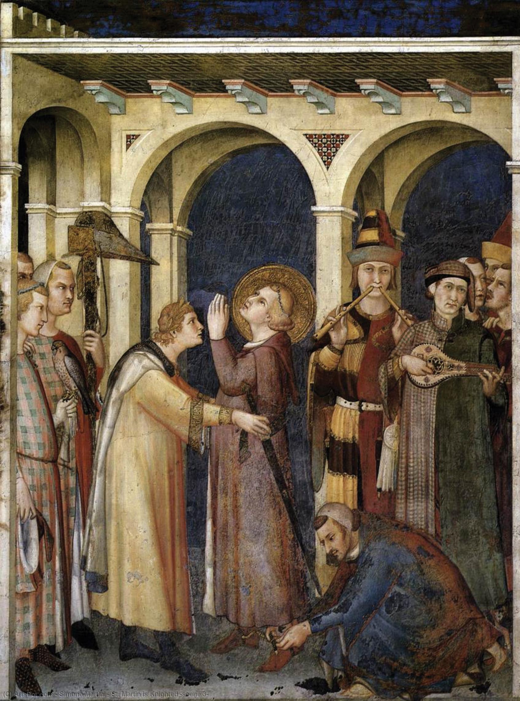 WikiOO.org - Enciklopedija dailės - Tapyba, meno kuriniai Simone Martini - St. Martin is Knighted (scene 3)