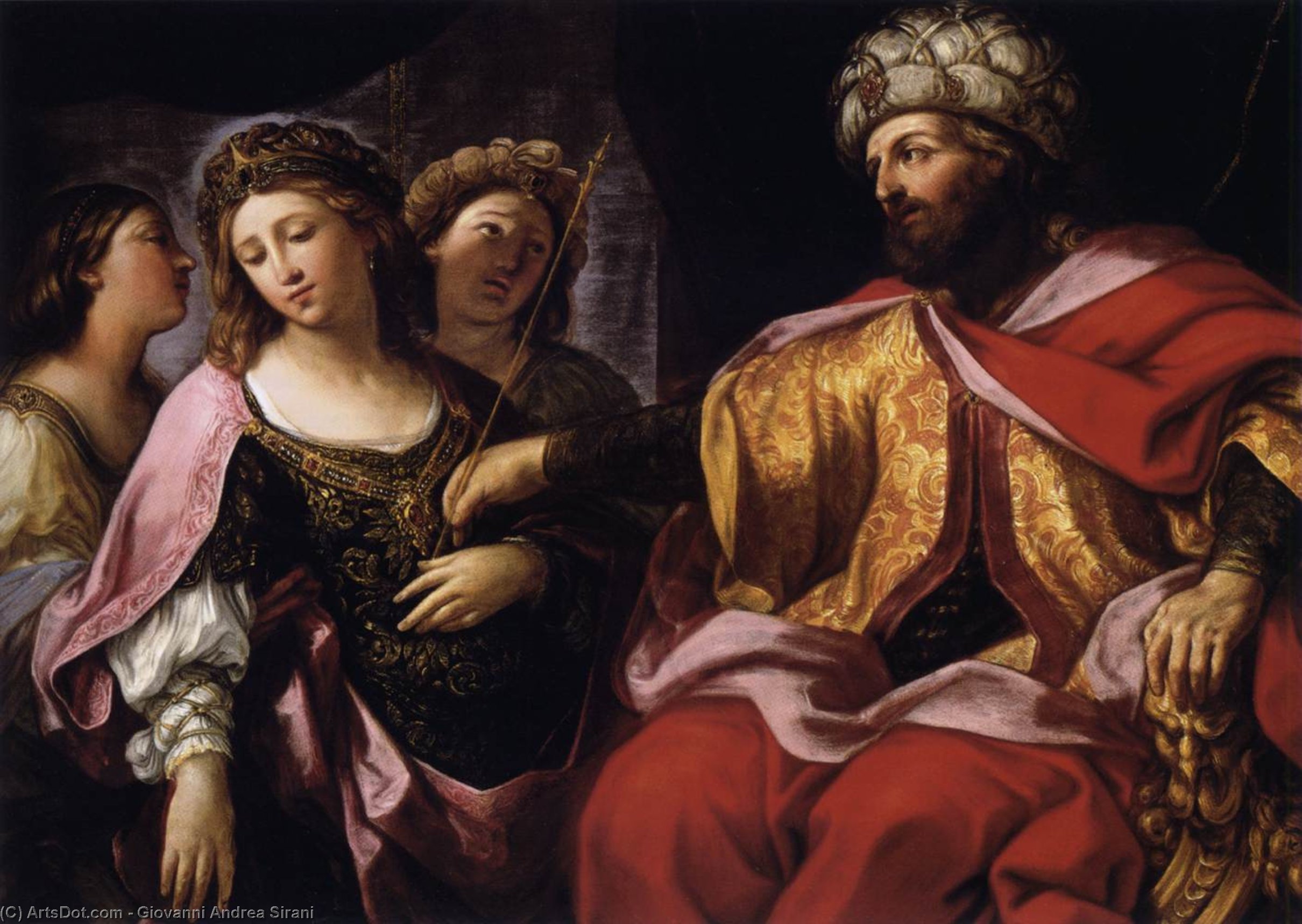 Wikioo.org - The Encyclopedia of Fine Arts - Painting, Artwork by Giovanni Andrea Sirani - Esther before Ahasuerus
