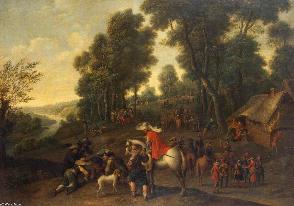 WikiOO.org - Encyclopedia of Fine Arts - Maleri, Artwork Pieter Snayers - Halt of Horsemen in a Forest