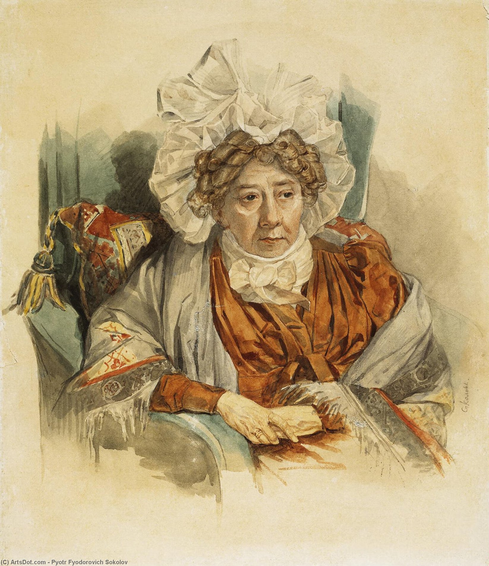 WikiOO.org - Enciklopedija dailės - Tapyba, meno kuriniai Pyotr Fyodorovich Sokolov - Portrait of Natalia Zagriazhskaya