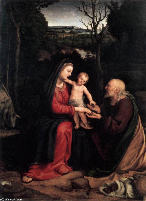 WikiOO.org - Encyclopedia of Fine Arts - Lukisan, Artwork Andrea Solario - Rest during the Flight to Egypt
