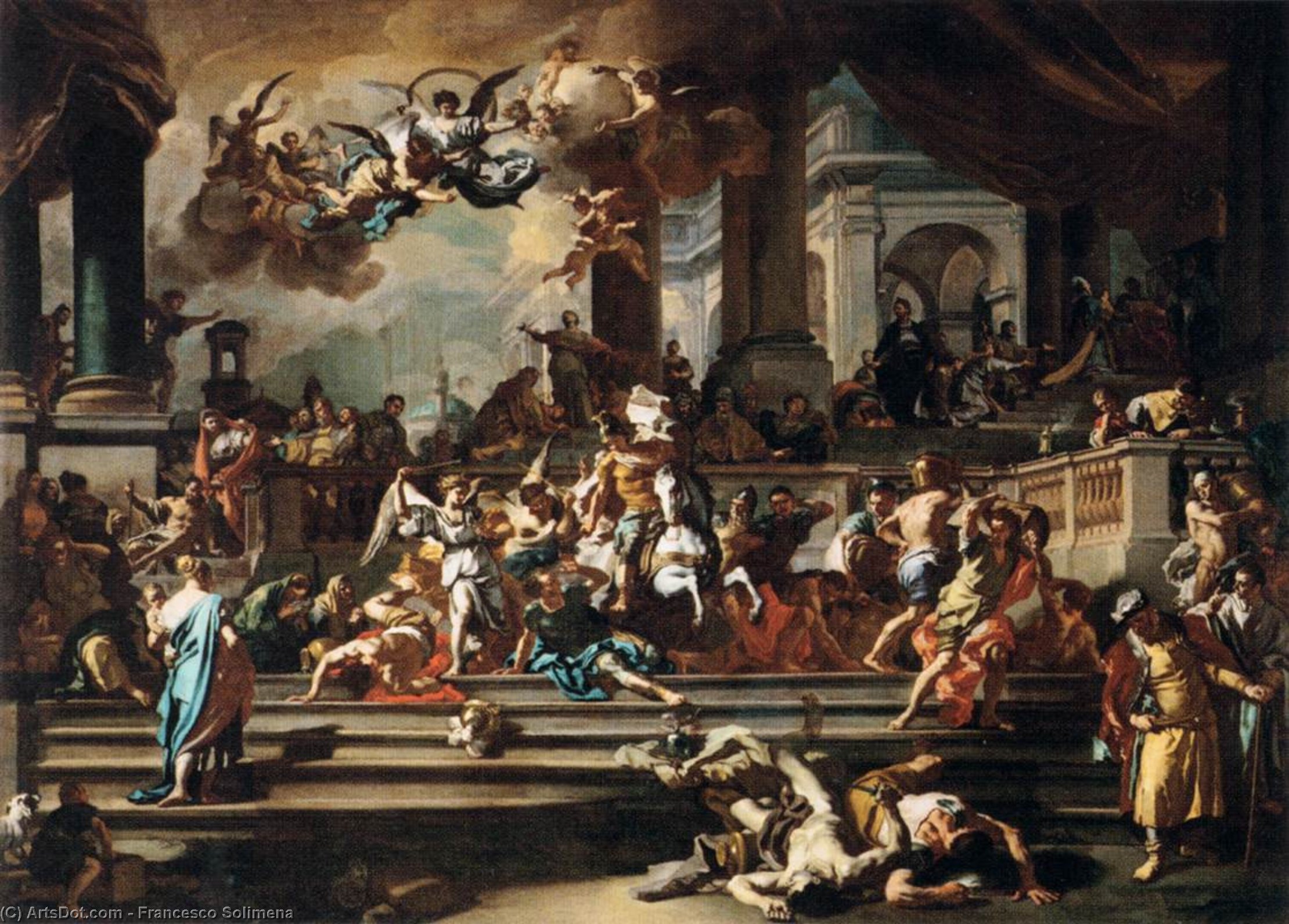 Wikioo.org - The Encyclopedia of Fine Arts - Painting, Artwork by Francesco Solimena - Expulsion of Heliodorus from the Temple