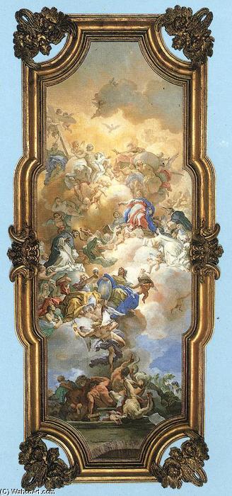 Wikioo.org - The Encyclopedia of Fine Arts - Painting, Artwork by Francesco Solimena - The Trinity, the Madonna and St Dominic