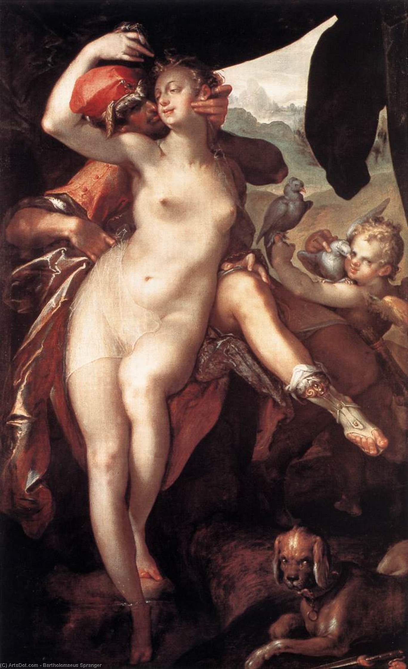 Wikioo.org - The Encyclopedia of Fine Arts - Painting, Artwork by Bartholomaeus Spranger - Venus and Adonis