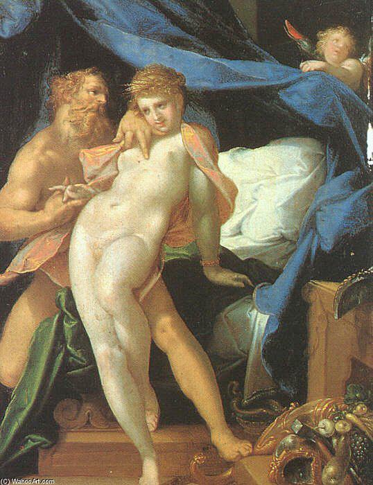Wikioo.org - The Encyclopedia of Fine Arts - Painting, Artwork by Bartholomaeus Spranger - Vulcan and Maia