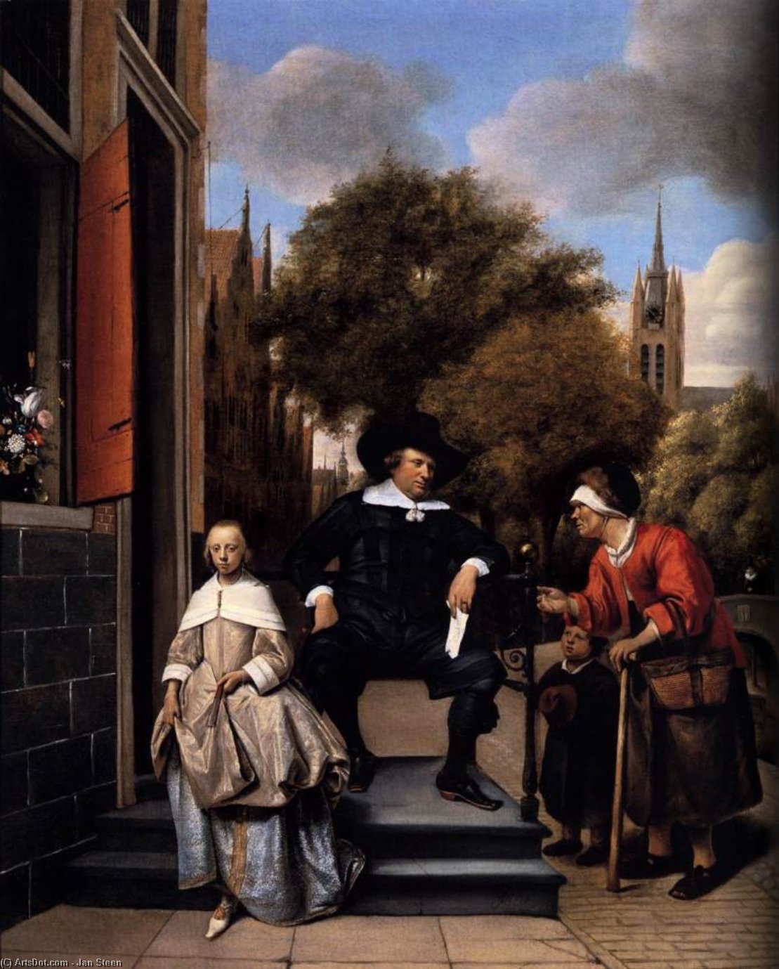 Wikioo.org - The Encyclopedia of Fine Arts - Painting, Artwork by Jan Steen - A Burgher of Delft and His Daughter