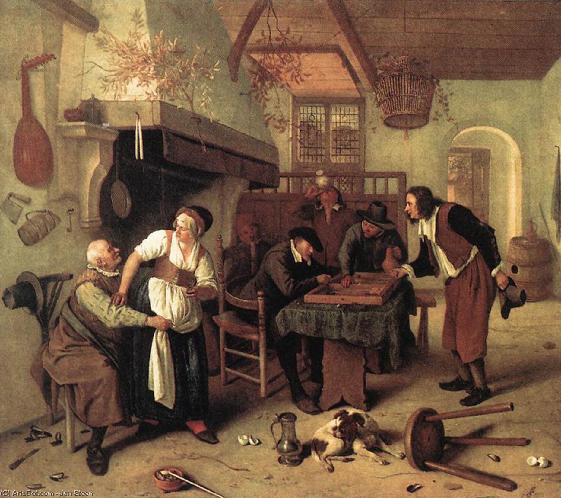 Wikioo.org - The Encyclopedia of Fine Arts - Painting, Artwork by Jan Steen - In the Tavern