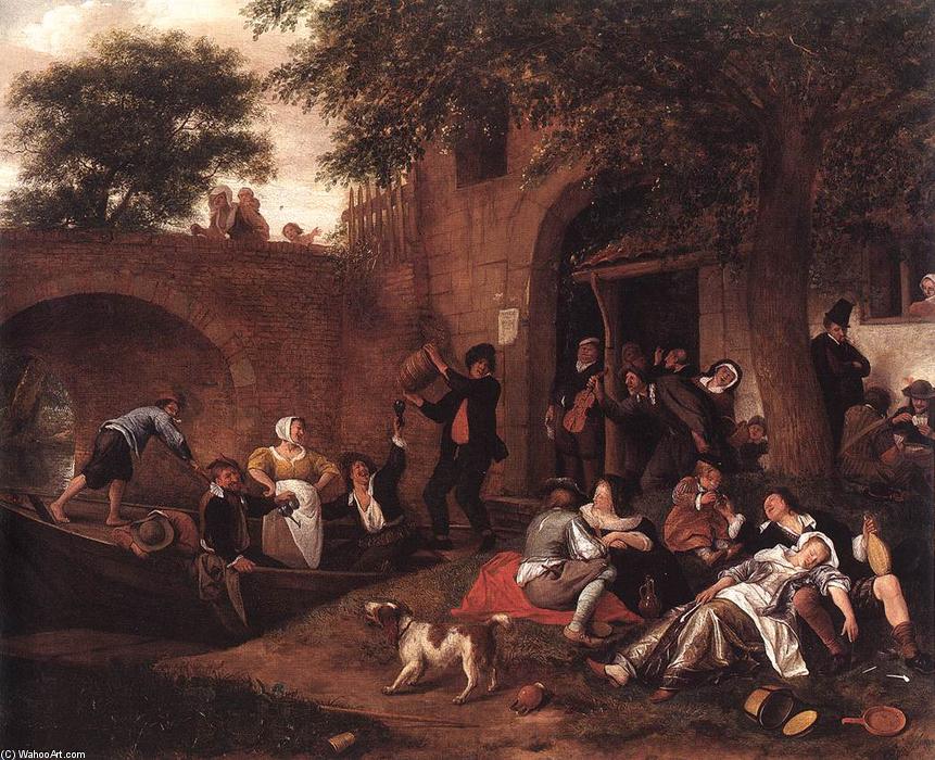 WikiOO.org - Енциклопедия за изящни изкуства - Живопис, Произведения на изкуството Jan Steen - Leaving the Tavern