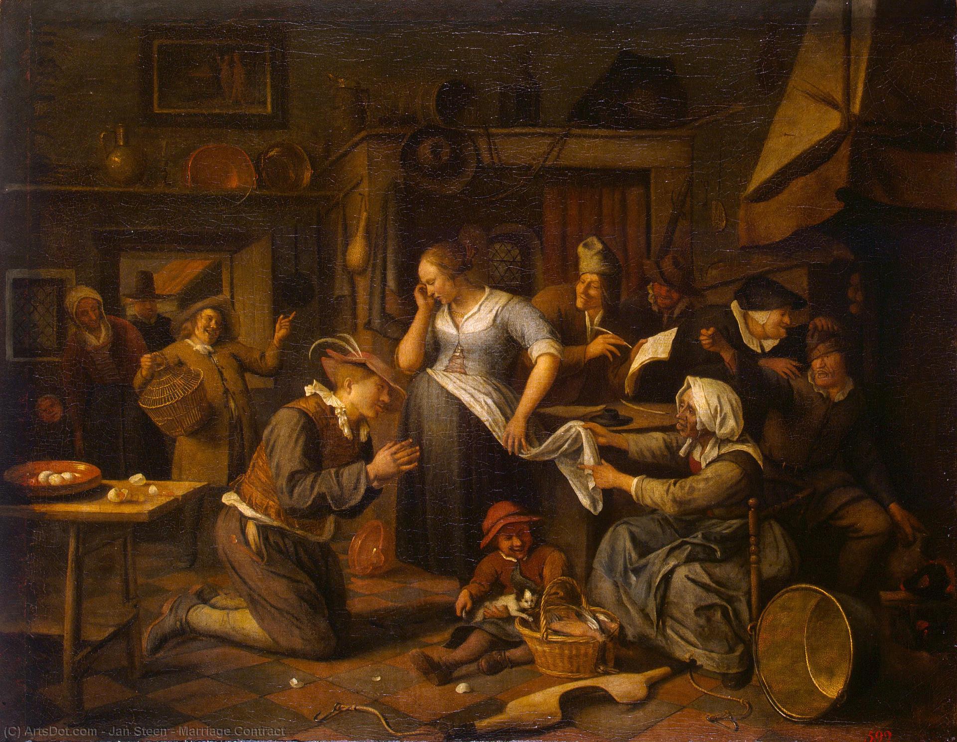 Wikioo.org - The Encyclopedia of Fine Arts - Painting, Artwork by Jan Steen - Marriage Contract